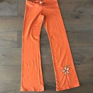 Je Lee orange flower patchwork lounge pants